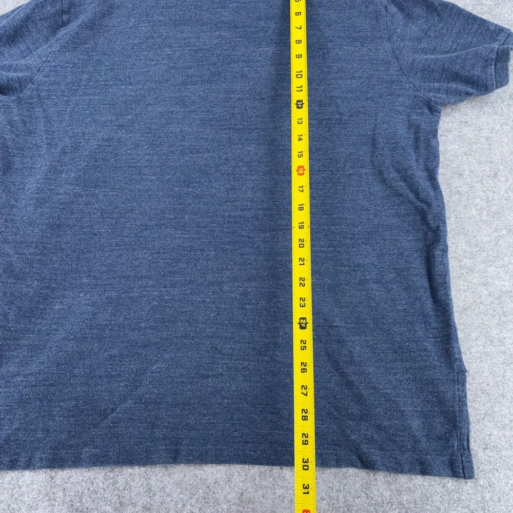 Polo Ralph Lauren Men XXL Blue Heathered Cotton Custom Fit Polo Shirt Red Pony